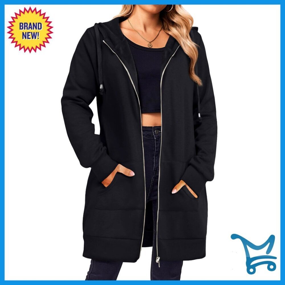 Oversized Fleece Zip Hoodie Tunic Sweatshirt Casual Long Sleeve Y2K Chic